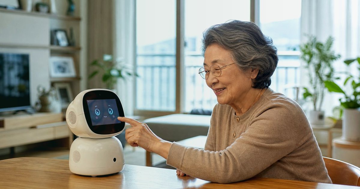 돌봄로봇 응급상황 모의훈련, 119 연계와 보호자 호출 실제 상황별 판단 기준 관련 실사형 돌봄로봇 이미지