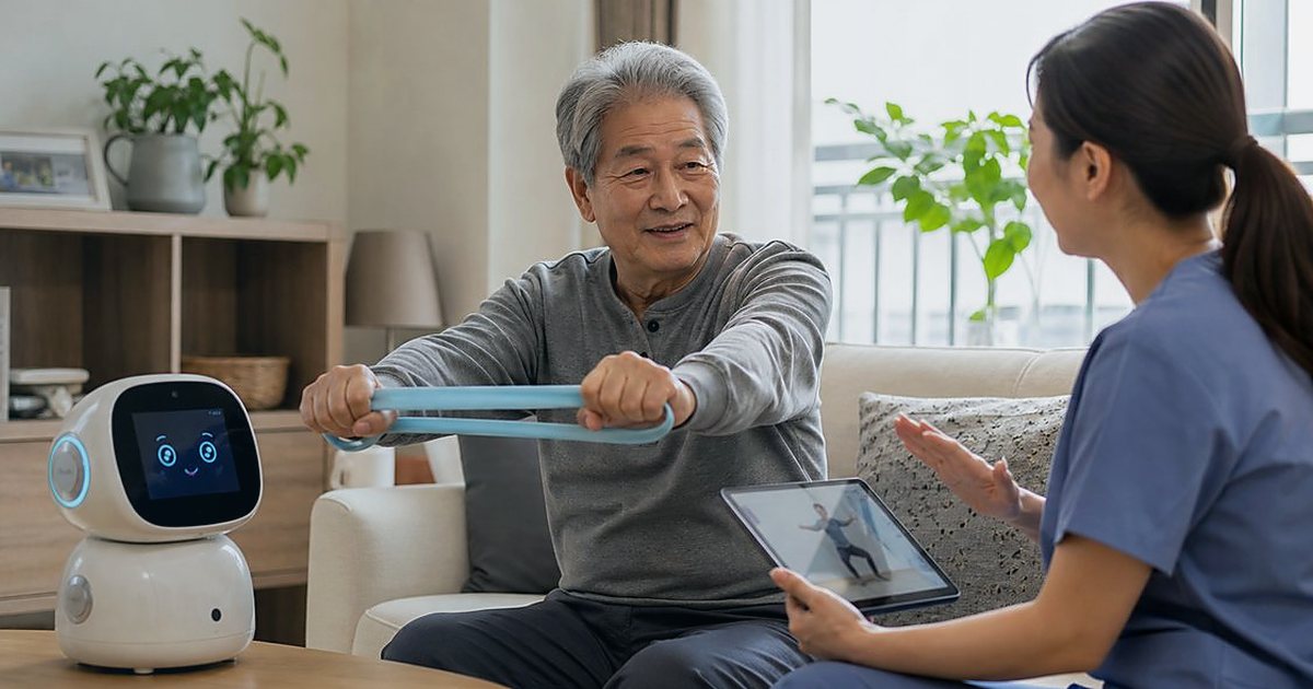 돌봄로봇 응급상황 모의훈련, 119 연계와 보호자 호출 기준 관련 실사형 돌봄로봇 이미지