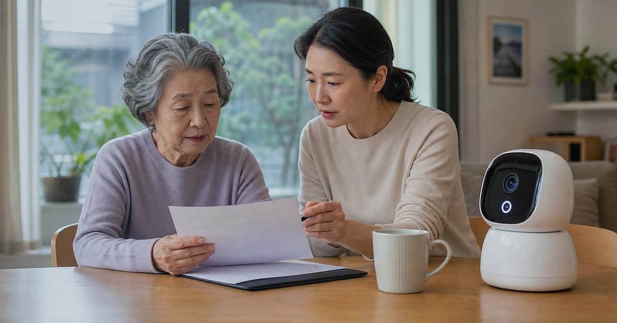 인지저하 어르신 안심 동선, 배회 신호와 문열림 알림 실제 상황별 판단 기준 관련 실사형 돌봄로봇 이미지