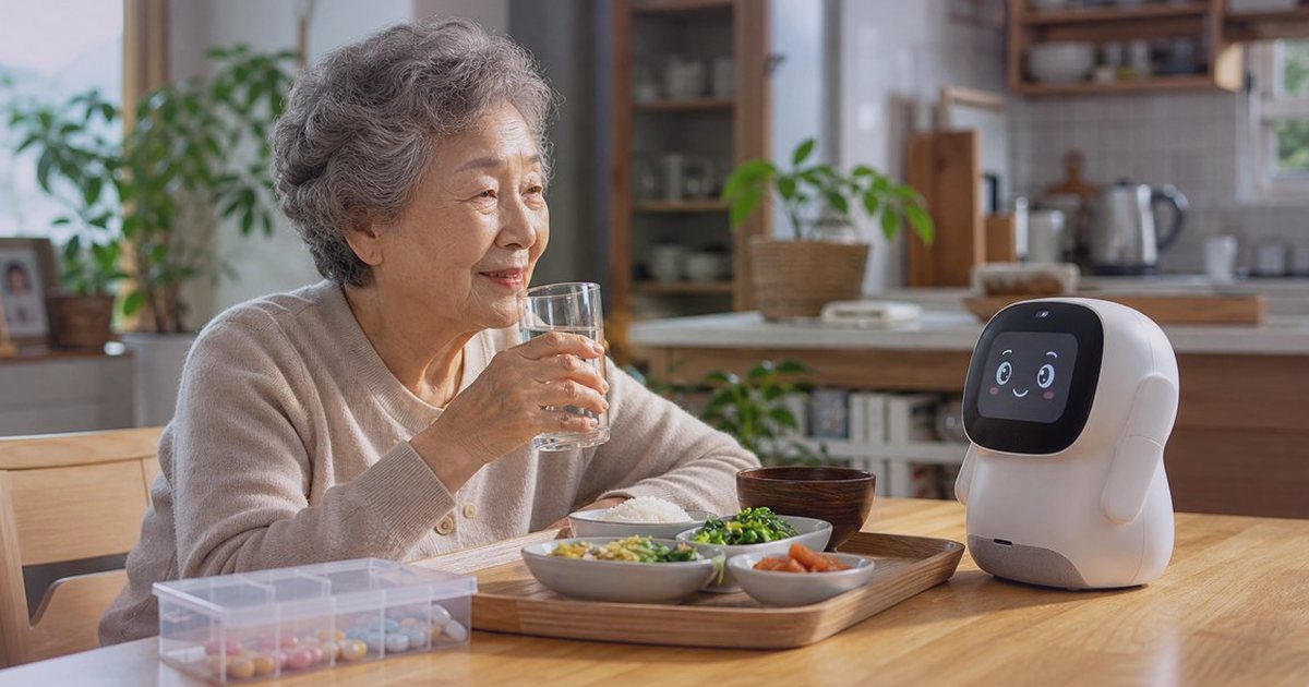 스마트폰 서툰 어르신 돌봄로봇, 음성 안내와 큰 버튼 실제 상황별 판단 기준 관련 실사형 돌봄로봇 이미지