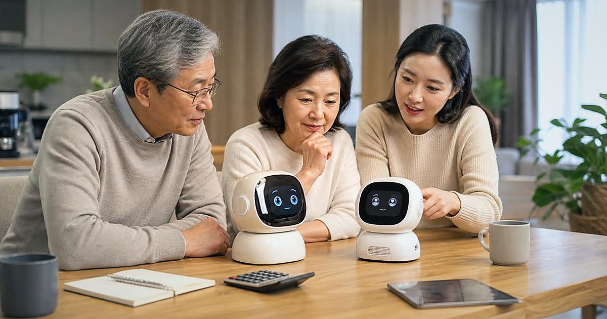 잠은 잘 주무시나, 수면 패턴 살피는 돌봄 기술 관련 실사형 돌봄로봇 이미지
